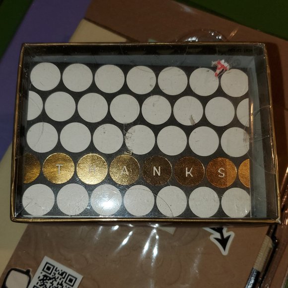 Always Anna Simple Black, White & Gold Dots Thank You Card Box Set, New in Box - Picture 1 of 3